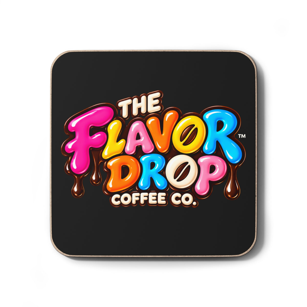 Coffee Co. Logo Hardboard Coaster — The Flavor Drop Colorful Coffee Logo